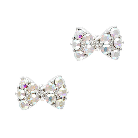 Princess Bow Swarovski Charm Silver AB Crystal