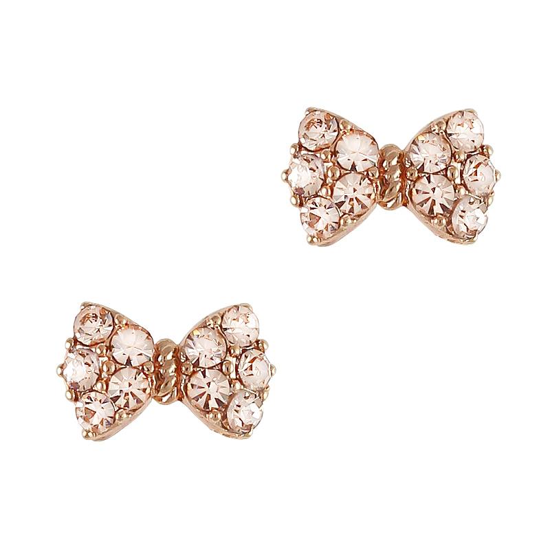 Princess Bow Swarovski Charm Rose Gold Silk Crystal 3D Nail Art