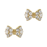 Princess Bow Swarovski Charm Gold Clear Crystal 3D Nail Art
