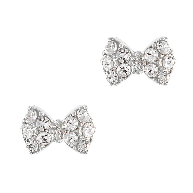 Princess Bow / Swarovski Charm / Silver / Clear Crystal Princess Bow Swarovski Charm Silver Clear Crystal 3D Nail Art