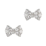 Princess Bow Swarovski Charm Silver Clear Crystal 3D Nail Art