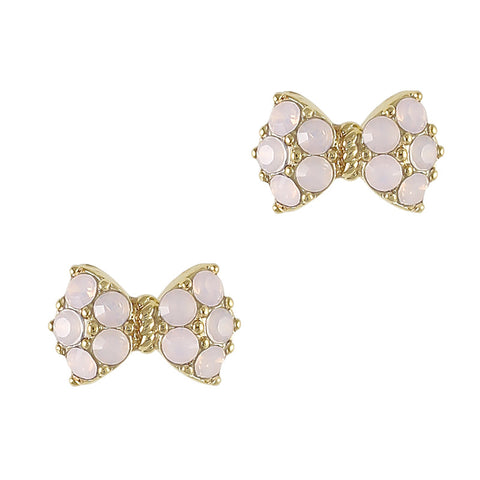 Princess Bow Swarovski Charm Gold Rose Water Opal 3D Nail Art