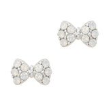 Princess Bow / Swarovski Charm / Silver / White Opal Nail Art
