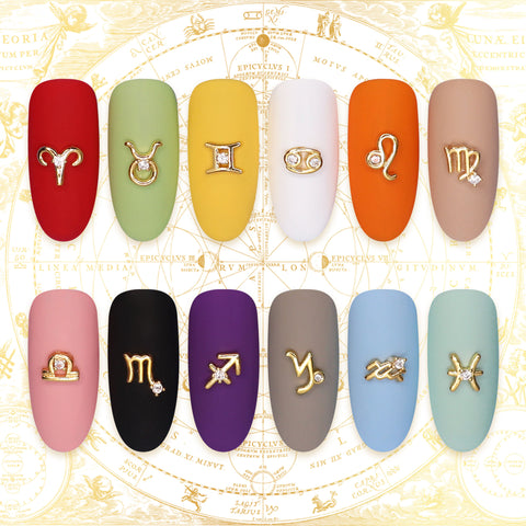 Horoscope Color Chart Scorpio / Zodiac Sign Zircon Charm / Gold 2022 Nail Trendy Jewelry Quality 