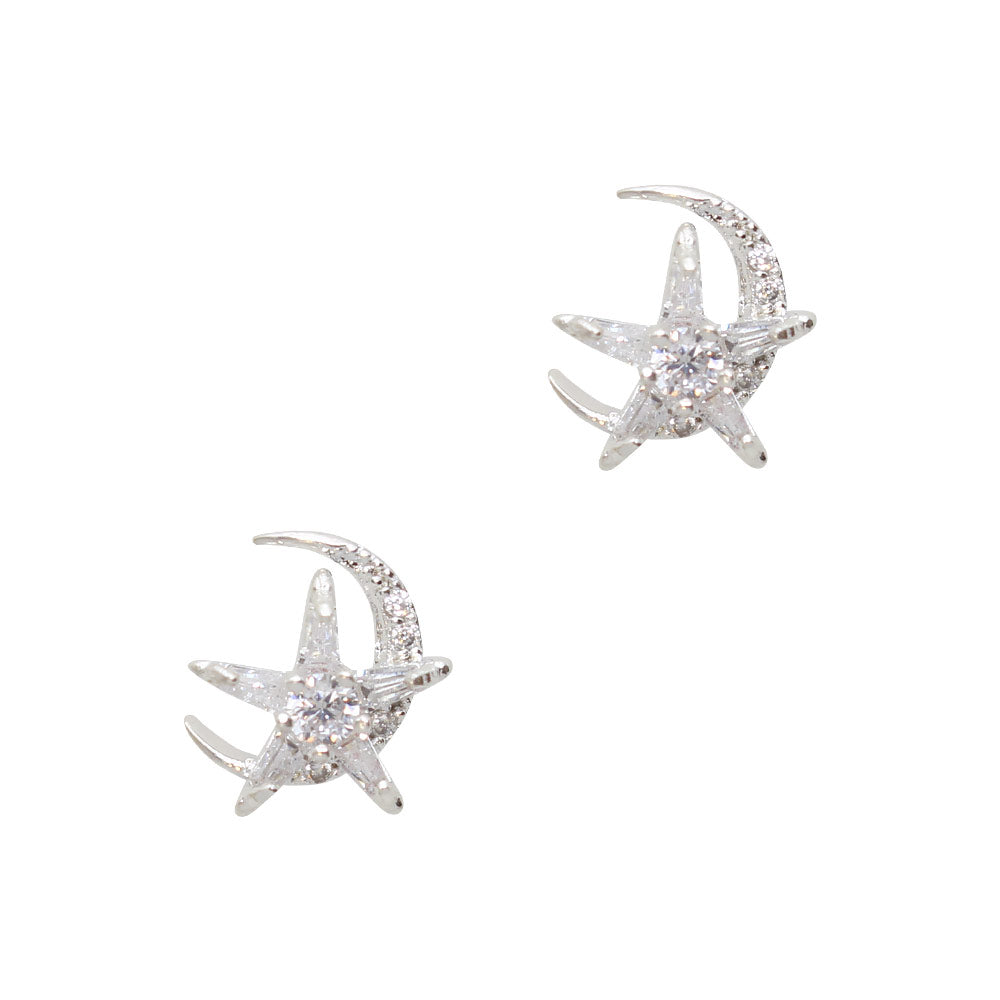 Starry Moon / Zircon Charm / Silver Daily Charme Nail Art Charms Starry Moon / Zircon Charm / Silver