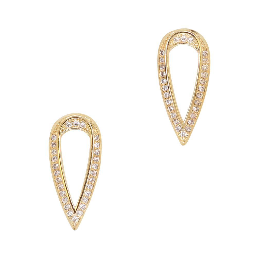 Adorned Teardrop / Zircon Charm / Gold Daily Charme Adorned Teardrop Zircon Gold Clear Charms Shape charm elegant gorgeous perfect stiletto almond Beautiful clear zircon crystals embed teardrop shaped intricate simple