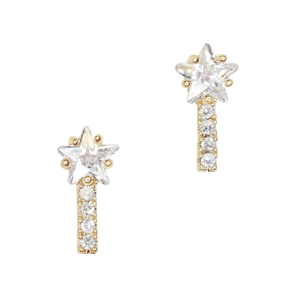 Star Drop Bar / Zircon Charm / Gold Daily Charme Star Drop Bar Zircon Gold Clear Charms Kawaii Nature Shape charm delightful adorable brilliance brilliant fully adorned clear crystals crystal perfect star