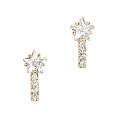 Daily Charme Star Drop Bar Zircon Gold Clear Charms Kawaii Nature Shape charm delightful adorable brilliance brilliant fully adorned clear crystals crystal perfect star