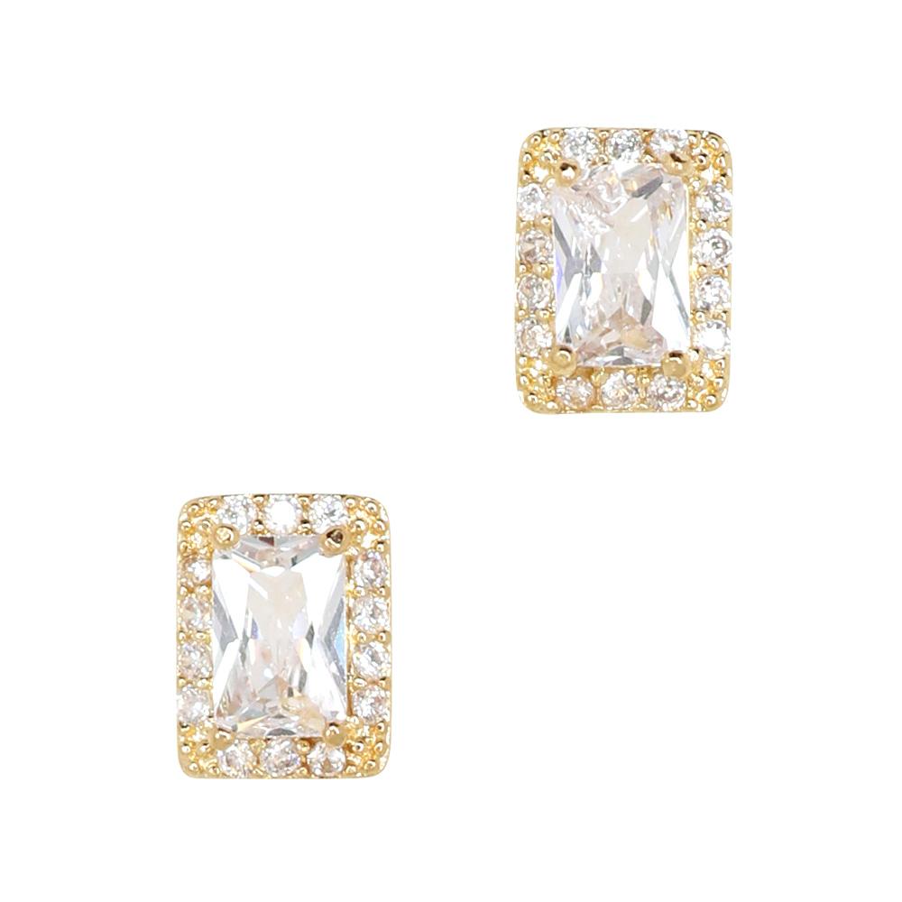 Daily Charme Gilded Rectangle Zircon Gold Clear Charms Vintage gleaming lavish one large radiant rectangular zircon enveloped complementary crystals timeless design perfect all nail shapes reusable curved fit natural shape nails