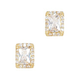 Daily Charme Gilded Rectangle Zircon Gold Clear Charms Vintage gleaming lavish one large radiant rectangular zircon enveloped complementary crystals timeless design perfect all nail shapes reusable curved fit natural shape nails