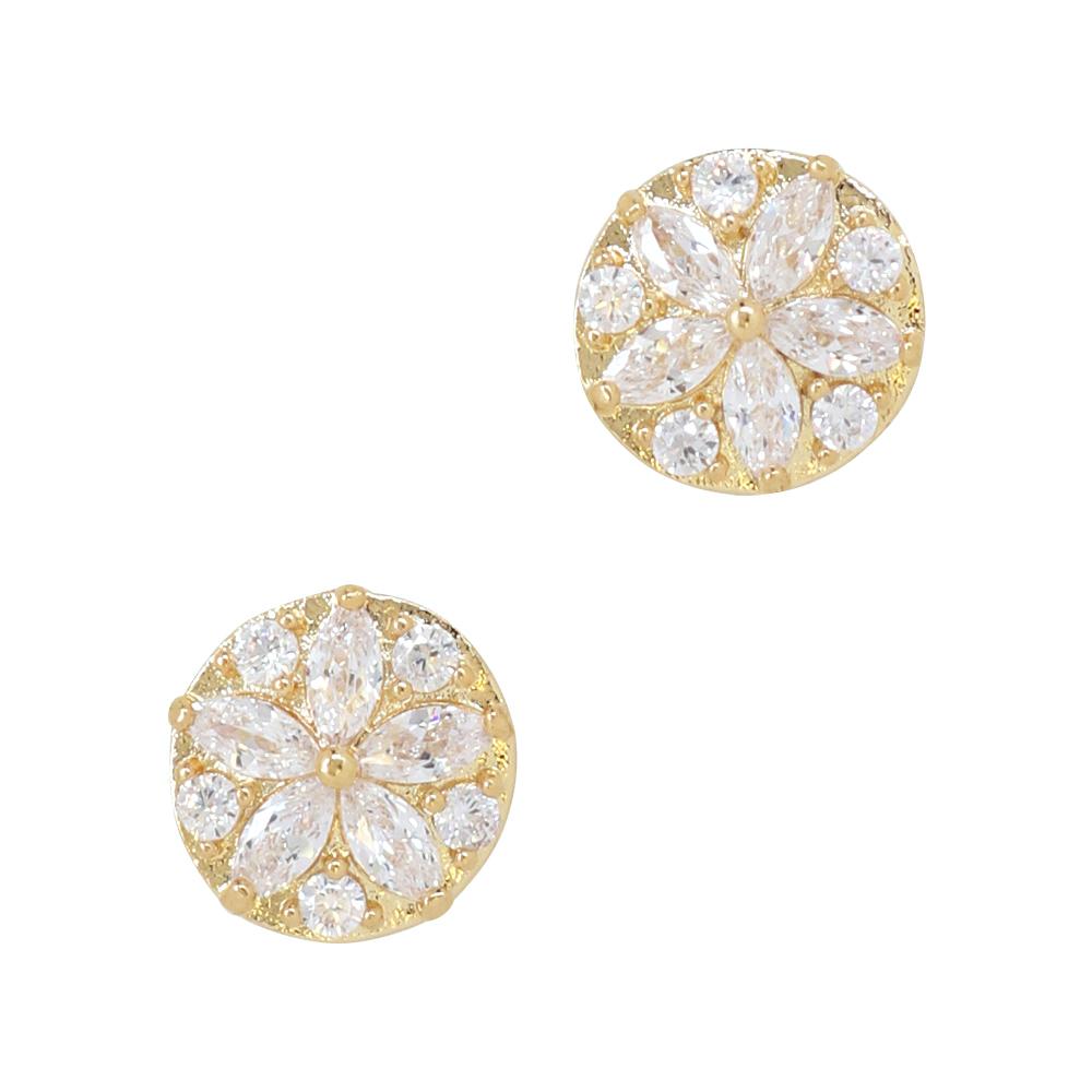 Brilliant Bellflower / Zircon Charm / Gold Daily Charme Brilliant Bellflower Zircon Gold Clear Charms Nature Shape adorable round charm is the perfect jewelry any nail shape natural charm dazzling symbolizes affection constancy everlasting romance sparkle