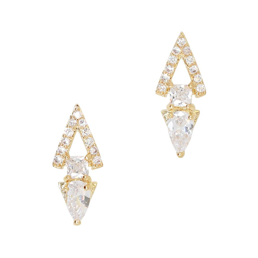 Linked Triangles / Zircon Charm / Gold Daily Charme Linked Triangles Zircon Gold Clear Charms Vintage Shape Reusable curved natural shape nails charm edgy chic simple geometric design crystals edge