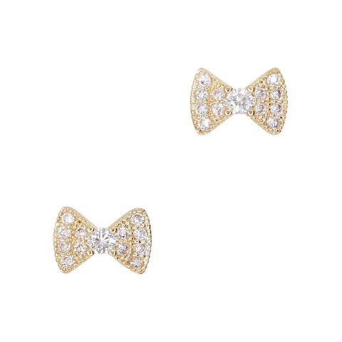 Daily Charme Deluxe Bow Zircon Gold Clear Charms Bow Reusable curved natural shape nails classy exquisite classic bow shape embedded sparkling zircon crystals dainty perfect occasion complement