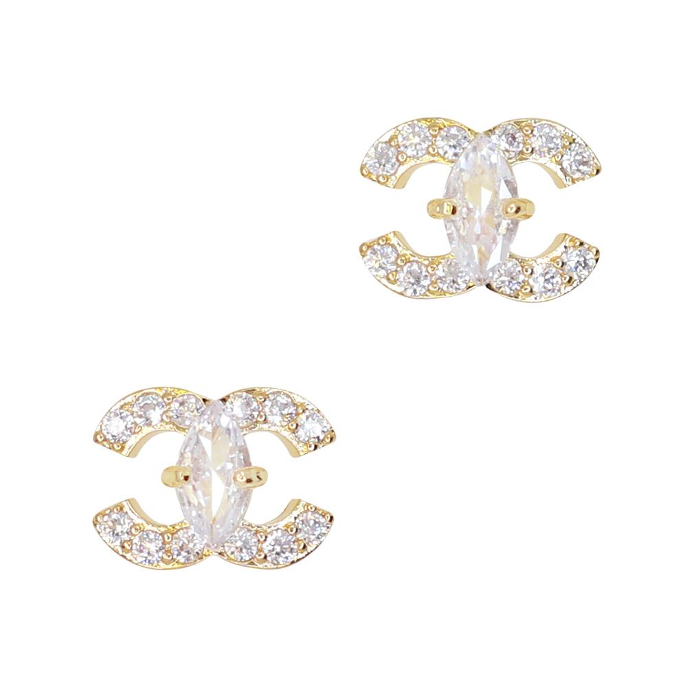 Embellished Coco / Zircon Charm / Gold Daily Charme Embellished Coco Zircon Gold Clear Charms Vintage Symbol Reusable curved natural shape nails luxurious beautiful classic coco symbol lavish dazzling dazzle zircon crystals love beauties