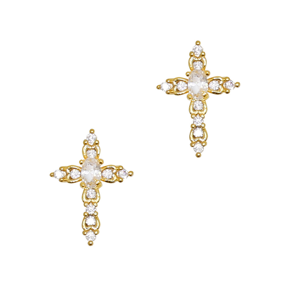 Ornate Cross / Zircon Charm / Gold Daily Charme Nail Art Charms Ornate Cross / Zircon Charm / Gold