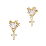 Daily Charme Nail Art Charms Ornate Heart Dangle / Zircon Charm / Gold