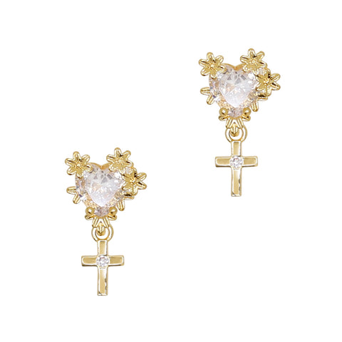 Daily Charme Nail Art Charms Ornate Heart Dangle / Zircon Charm / Gold
