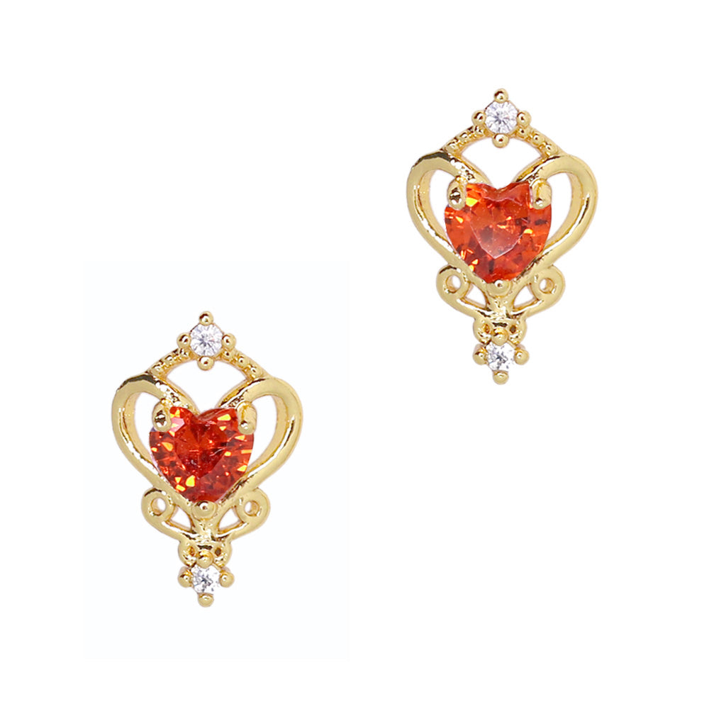 Pure Heart / Zircon Charm / Red Pure Heart / Zircon Charm / Red Valentine Nail Decor