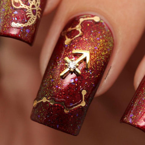 Sagittarius / Zodiac Sign Zircon Charm / Gold Nail Design Decor Trendy Supply Horoscope Studs