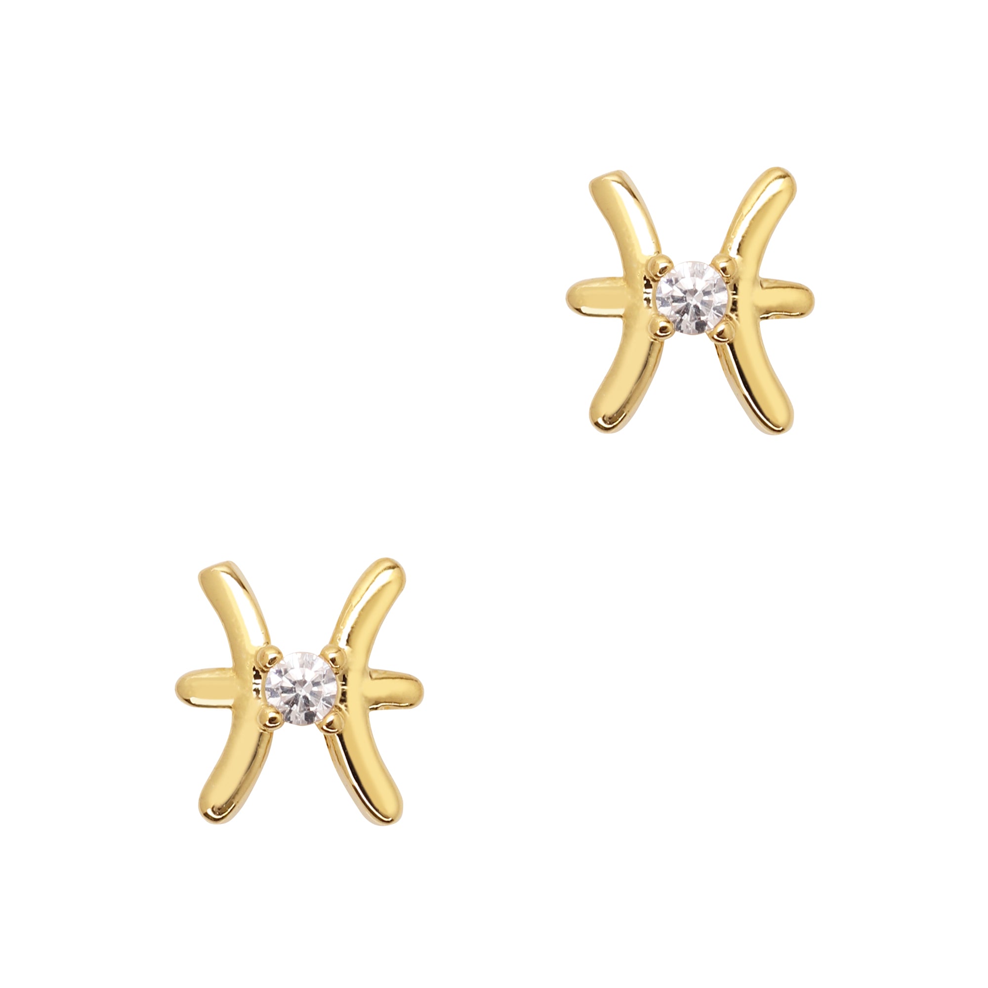 Pisces / Zodiac Sign Zircon Charm / Gold Pisces / Zodiac Sign Zircon Charm / Gold Nail 3D Decor Quality Gem Crystal