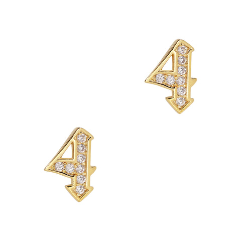 Number 4 / Zircon Charm / Gold