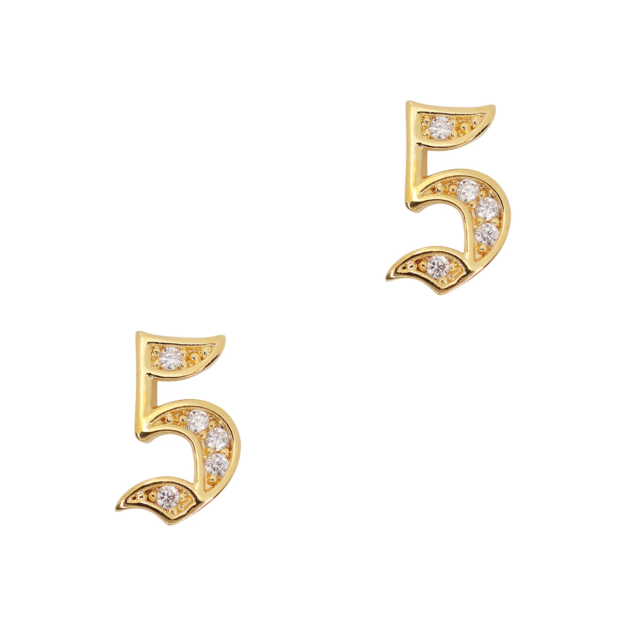 Number 5 / Zircon Charm / Gold Number 5 / Zircon Charm / Gold