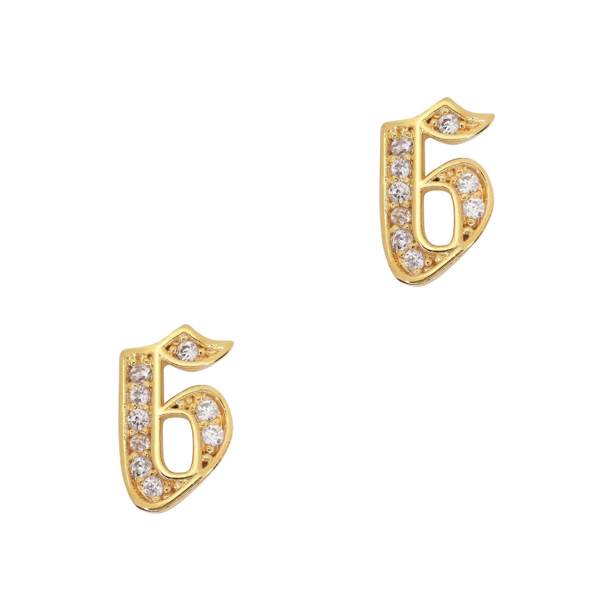 Number 6 / Zircon Charm / Gold Number 6 / Zircon Charm / Gold