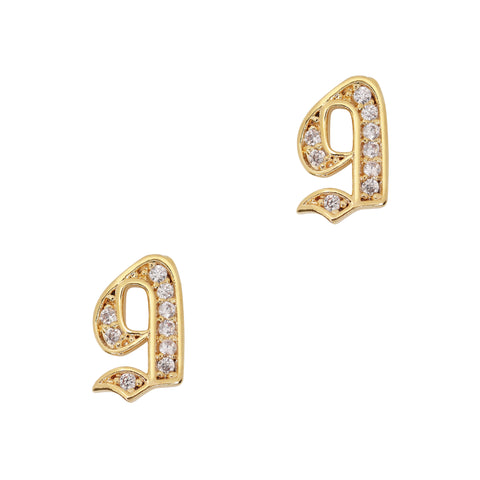 Number 9 / Zircon Charm / Gold