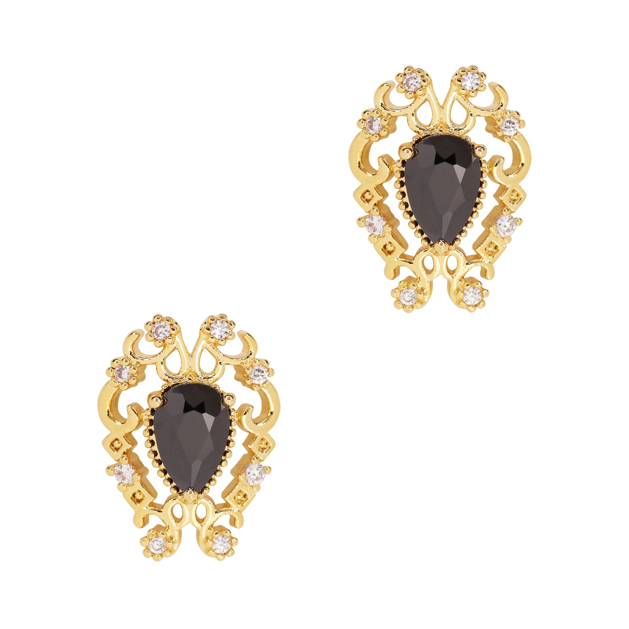 Onyx Crystal Shield / Zircon Charm / Gold Daily Charme Nail Art Charms Onyx Crystal Shield / Zircon Charm / Gold