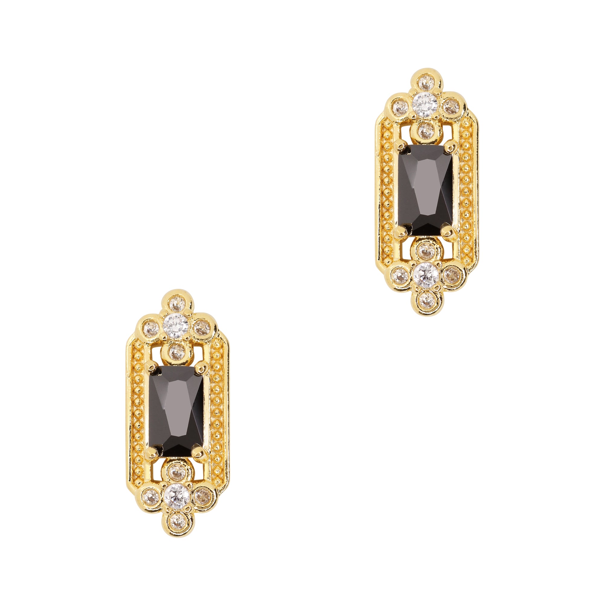 Onyx Crystal Rectangle / Zircon Charm / Gold Daily Charme Nail Art Charms Onyx Crystal Rectangle / Zircon Charm / Gold
