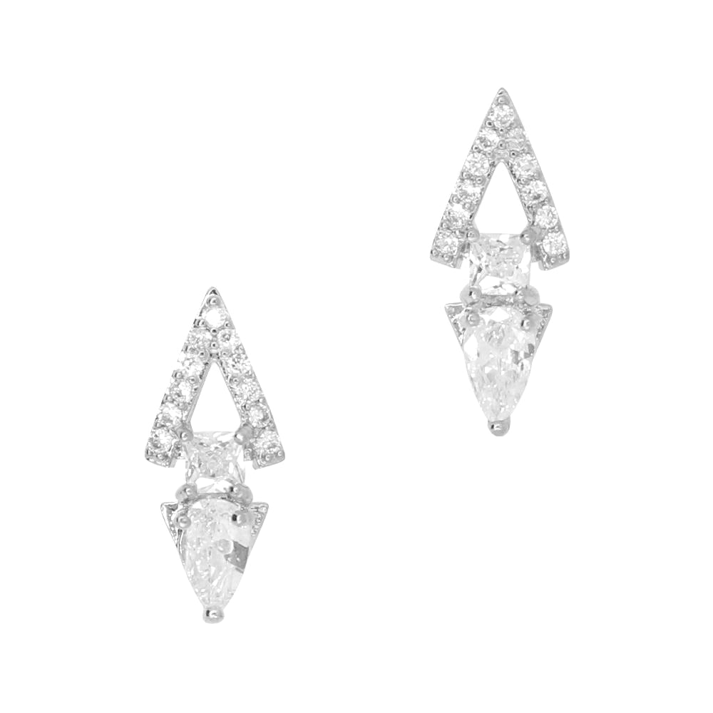 Daily Charme Nail Art | Silver Linked Triangles Zircon Nail Charm