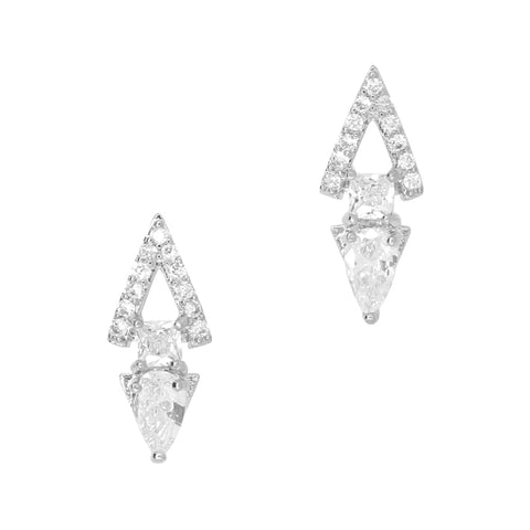 Daily Charme Nail Art | Silver Linked Triangles Zircon Nail Charm