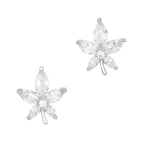 Daily Charme Nail Art Charms Hemp Leaf / Zircon Charm / Silver