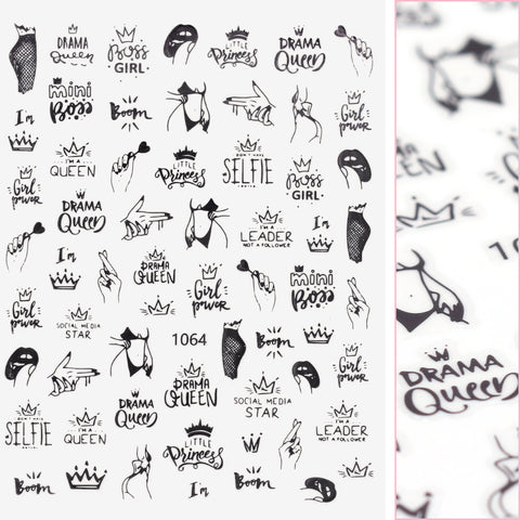 Chic Nail Art Sticker / Selfie Queen Summer Hot Princess Boss Slaying