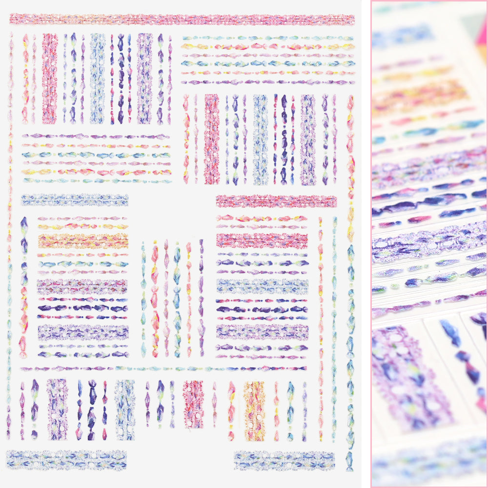 Chic Nail Art Sticker / Pastel Tweed Chic Nail Art Sticker / Pastel Tweed Pink Purple Yellow