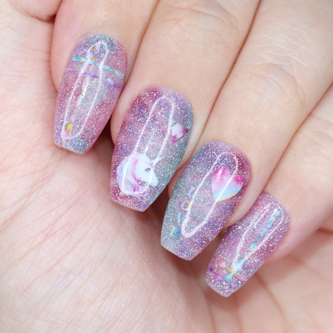 Chic Nail Art Sticker / Pastel Tweed Pink Purple Yellow