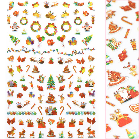 Cute Christmas Nail Art Sticker / Party Reindeer Wreath Balloons