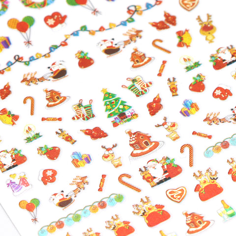 Cute Christmas Nail Art Sticker / Party Reindeer Wreath Balloons