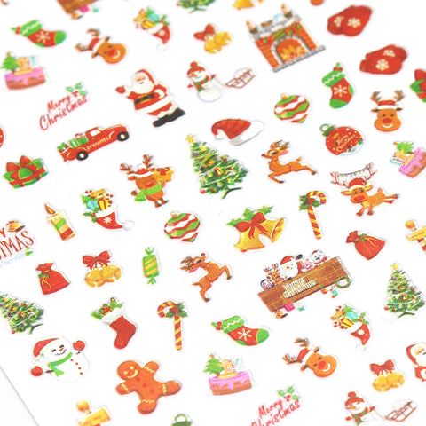 Cute Christmas Nail Art Sticker / Merry Santa Tree Truck Gingerbread Man