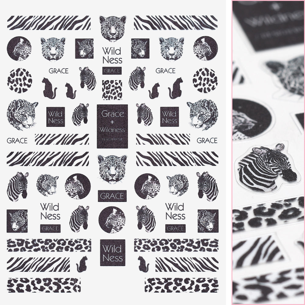 Furry Friends Nail Art Sticker / Safari Adventure Furry Friends Nail Art Sticker / Safari Adventure Animal Zebra Print Leopard Black Nail Design
