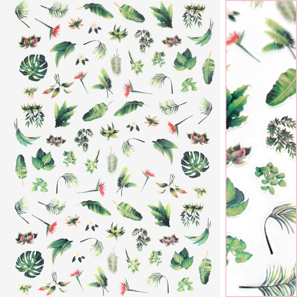 Floral Nail Art Sticker / Plantaholic Floral Nail Art Sticker / Plantaholic Crazy Plant Lady Banana Leaf Monstera Fiddle Fig