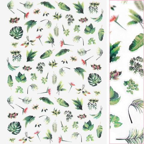 Floral Nail Art Sticker / Plantaholic Crazy Plant Lady Banana Leaf Monstera Fiddle Fig