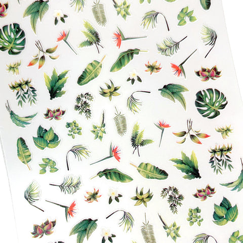 Floral Nail Art Sticker / Plantaholic Crazy Plant Lady Banana Leaf Monstera Fiddle Fig Fern Bird of Paradise