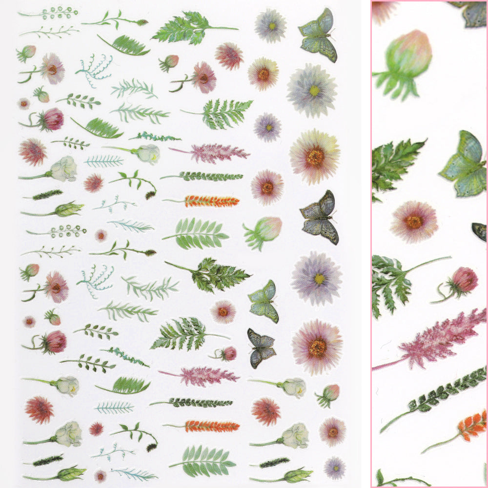 Floral Nail Art Sticker / Pastel Flora Daily Charme Floral Nail Art Sticker / Pastel Flora Leaf Butterfly