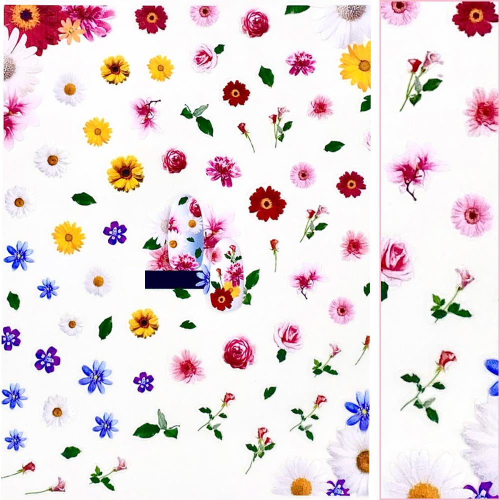 Floral Nail Art Sticker / Colorful Wildflowers Daily Charme Nail Art | Floral Nail Art Sticker / Colorful Wildflowers