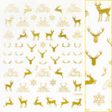 Gold Christmas Nail Art Sticker / Reindeer & Antler Holiday Nails