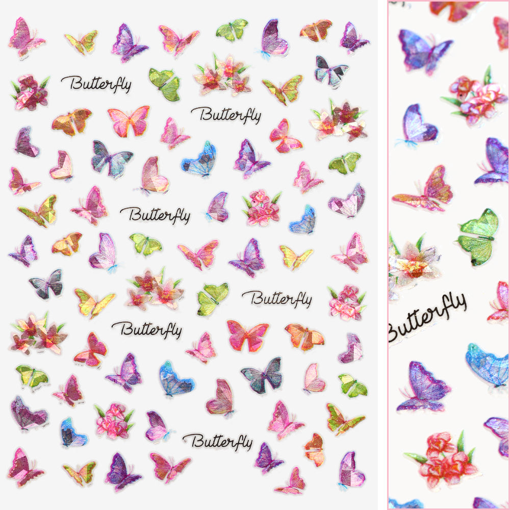 Holographic Butterfly Nail Art Sticker / Daffodils Holographic Butterfly Nail Art Sticker / Daffodils Pastel Rainbow