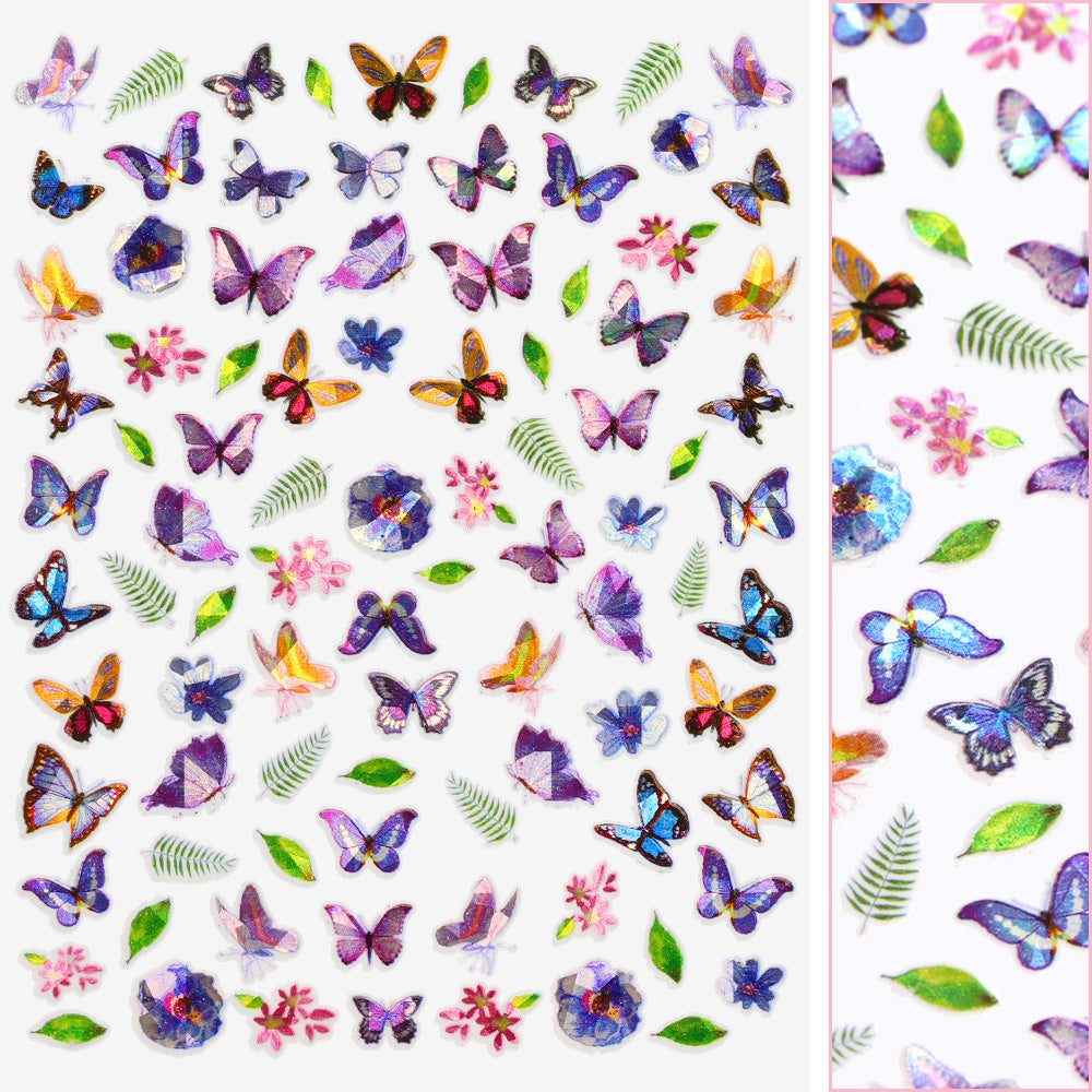 Holographic Butterfly Nail Art Sticker / Provence Holographic Butterfly Nail Art Sticker / Provence Lavender Purple French Nail