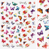 Holographic Butterfly Nail Art Sticker / Dazzling Bold Pink Bright Flower