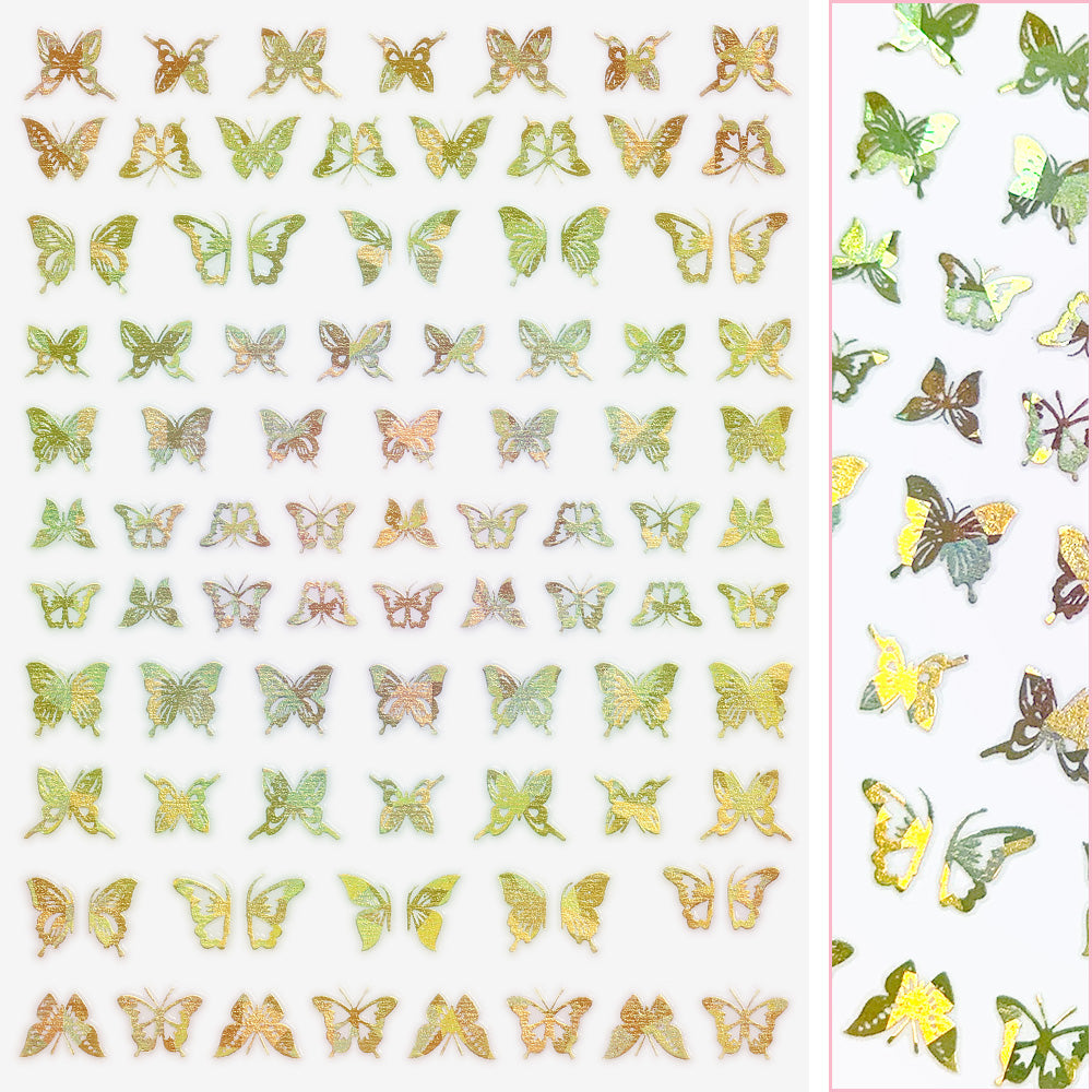 Holographic Butterfly Nail Art Sticker / Flutter / Gold Holographic Butterfly Nail Art Sticker / Flutter / Gold Spring Manicure